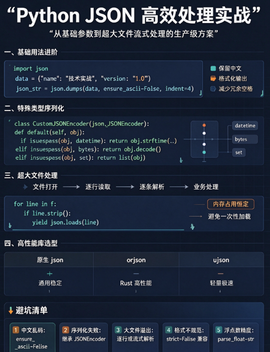 Python JSON高效处理实战：避坑指南与性能优化最佳实践